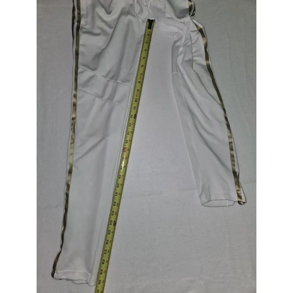 Adidas Climacool White And Gold Metallic Striped Training Pants Size SM
